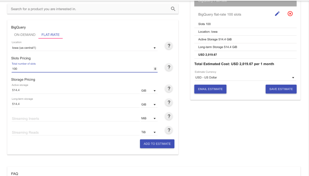 7 bq flat pricing calculator