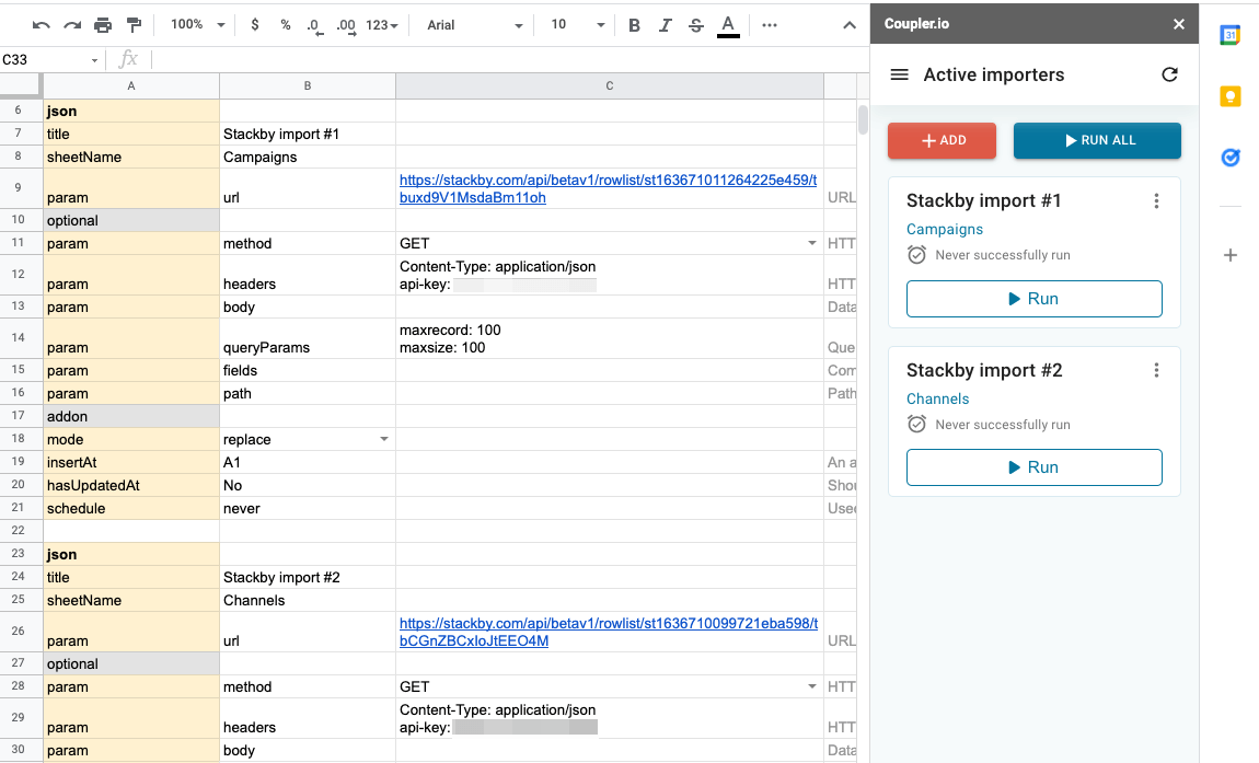 7 stackby google sheets multiple importers