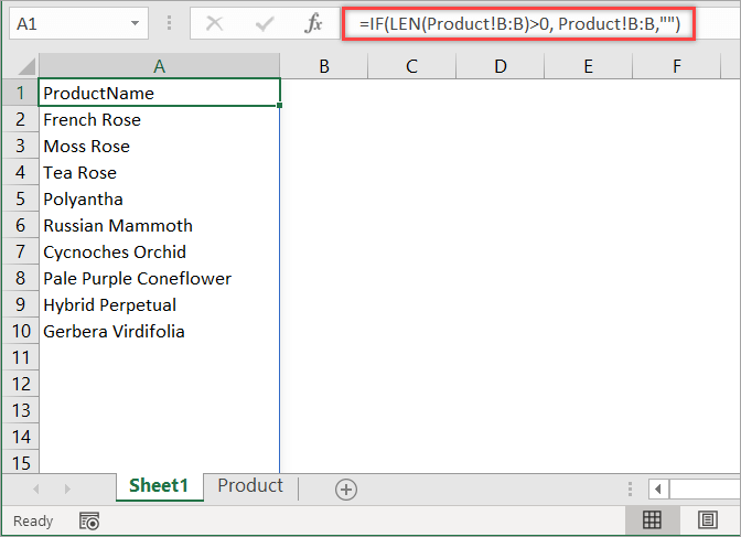 Figure 16. Link a column to another sheet result
