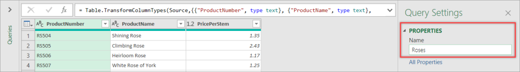 Figure 32. Renaming the table