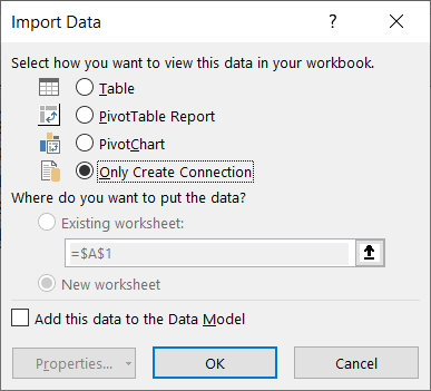 Figure 33. The Import Data dialog box