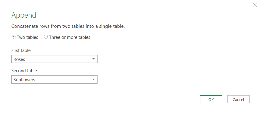 Figure 35. Appending two tables
