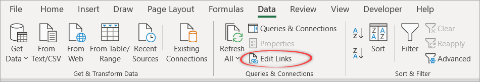 Figure 44. The Edit Links button