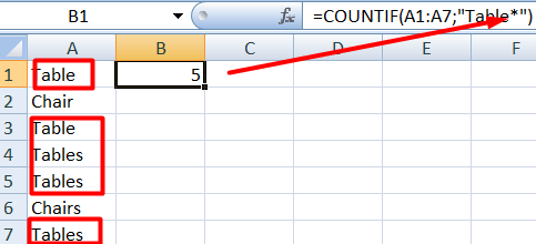 11 countif asterisk symbol example