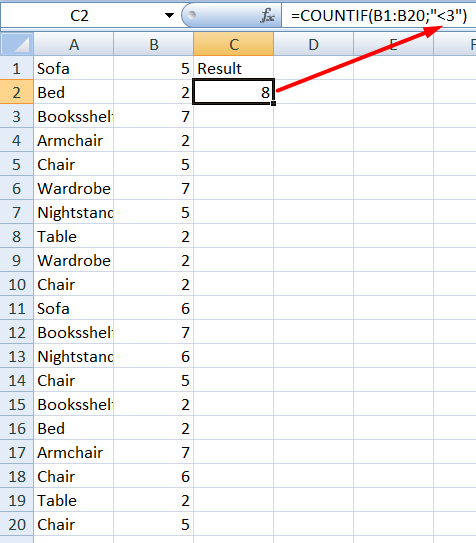 13 countif using operator less than