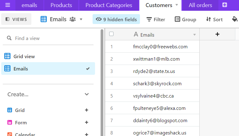 17.3 table list emails