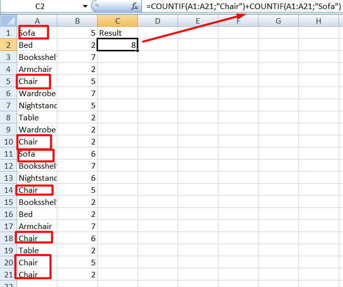 2 countif function several criteria example