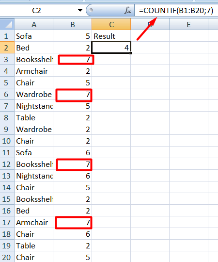 5 equal countif formula example