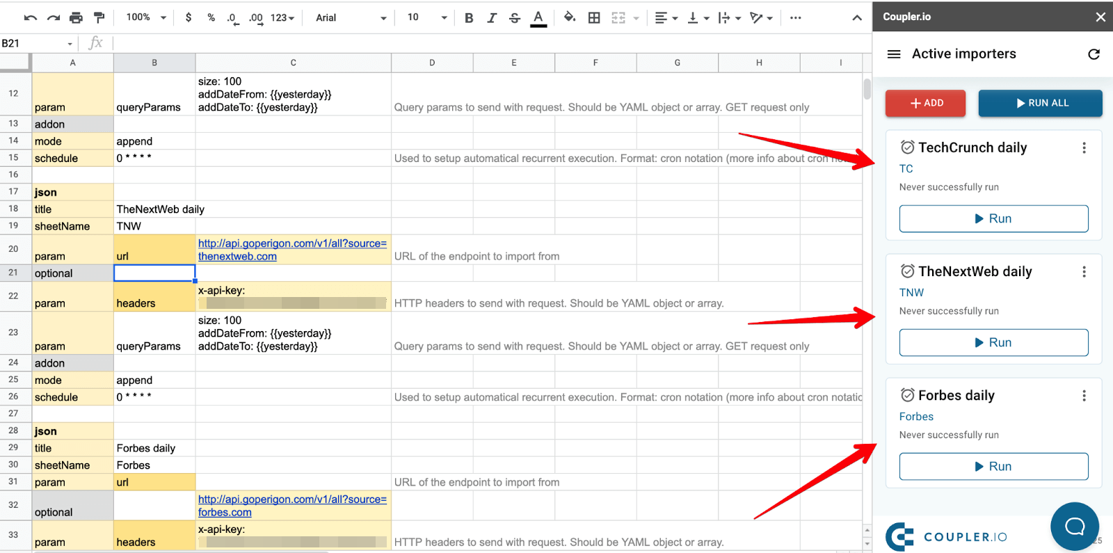6 perigon gsheets multiple importers2