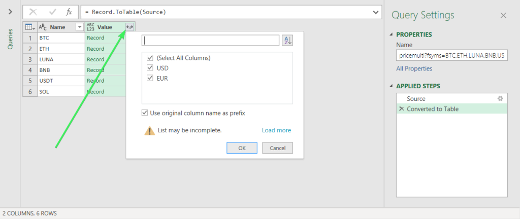 6 power query expand button