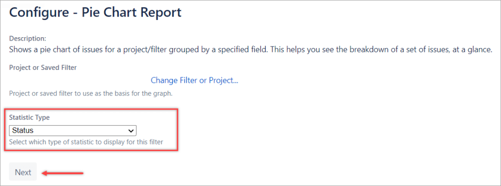 Figure 7.3.1. The Pie Chart report configuration page