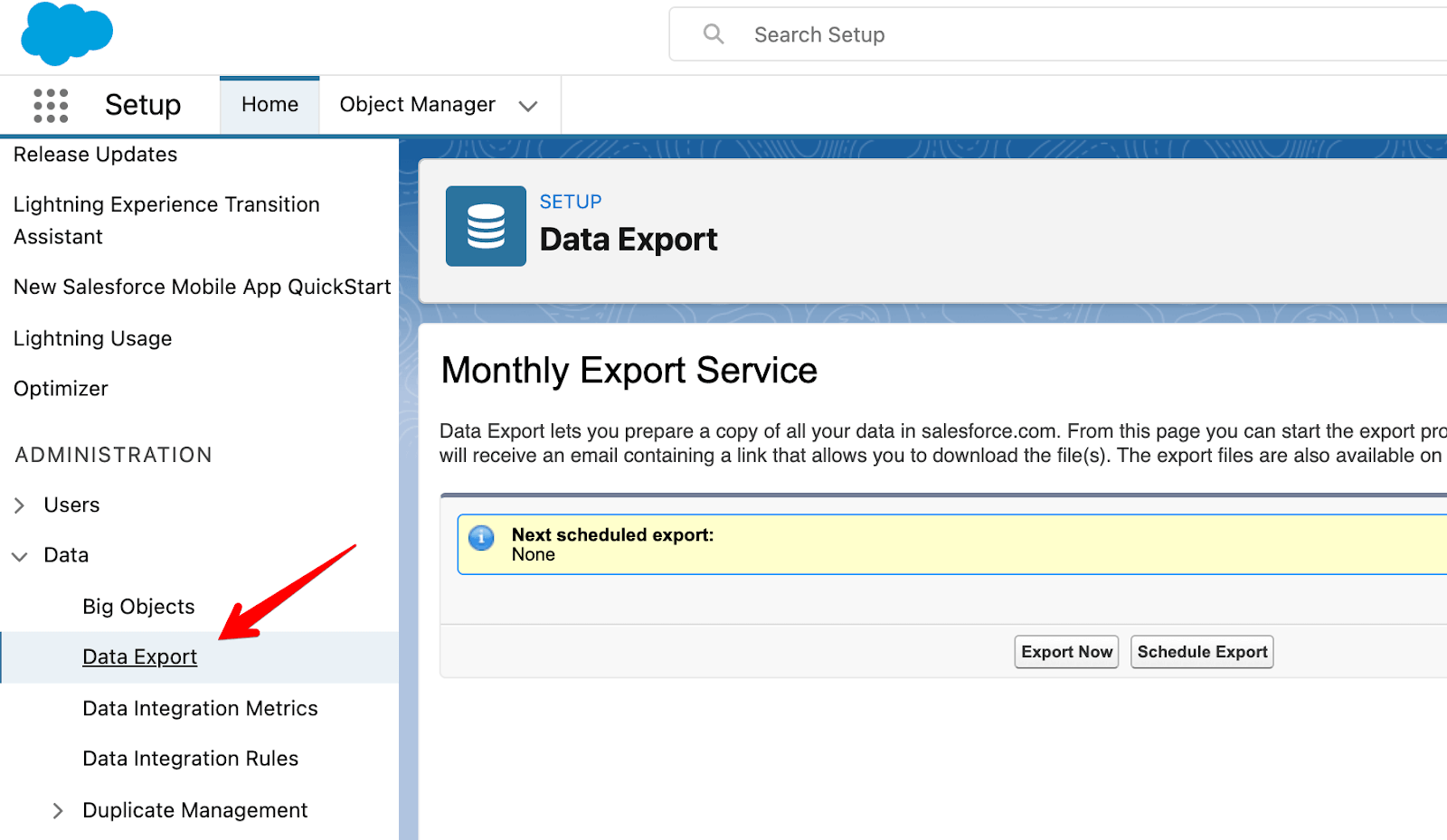 1 salesforce monthly export service