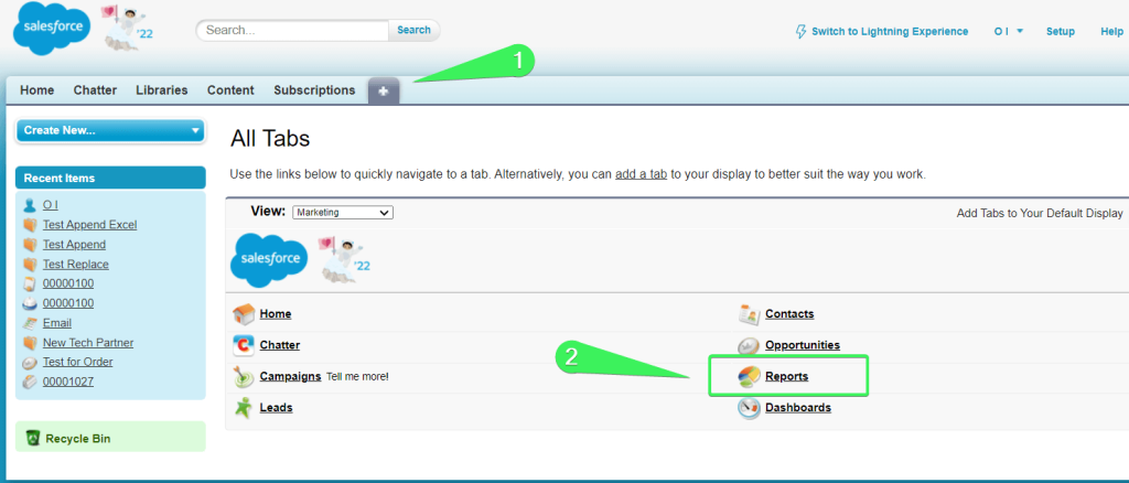 13 reports salesforce classic