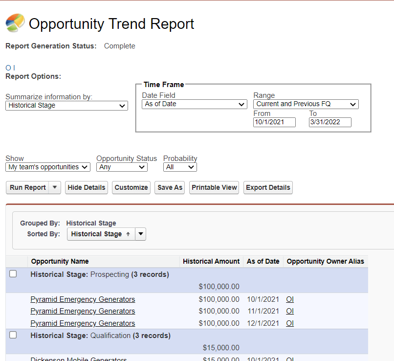 17 report salesforce classic