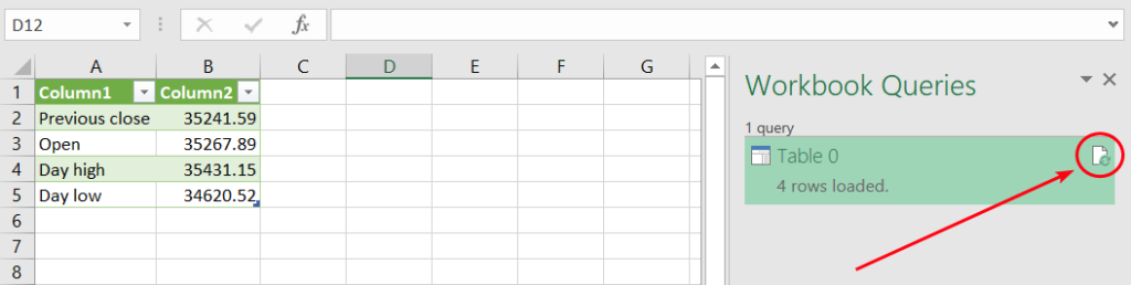 4 loaded table excel
