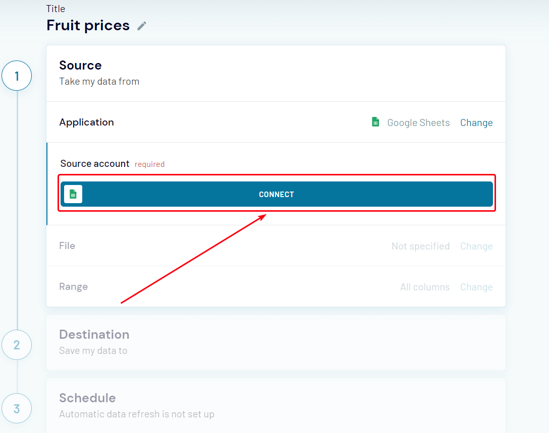 6 1 coupler.io gsheets import start
