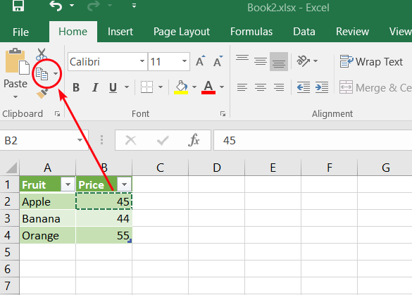 6 copy cell excel