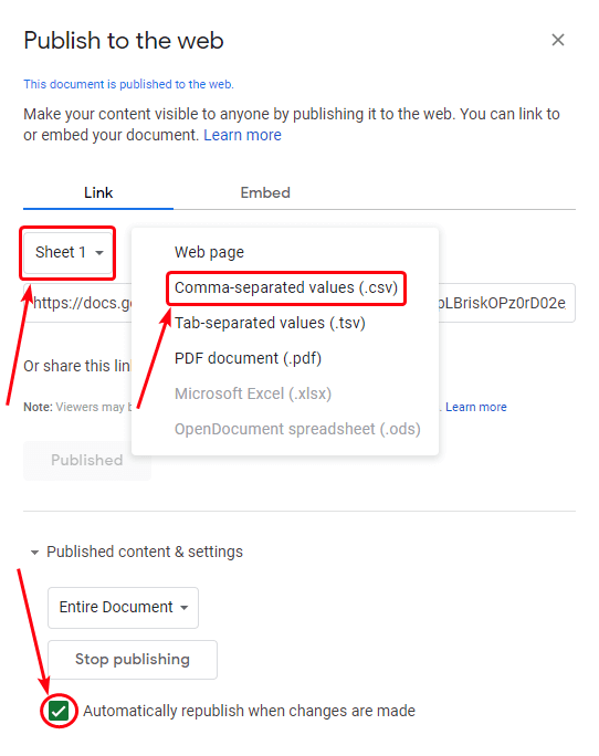 7 publish file options