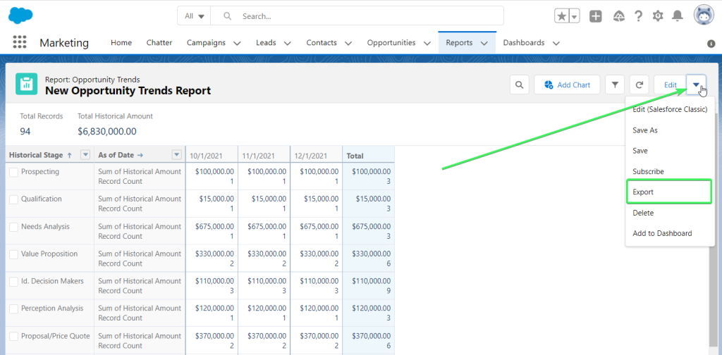 export report