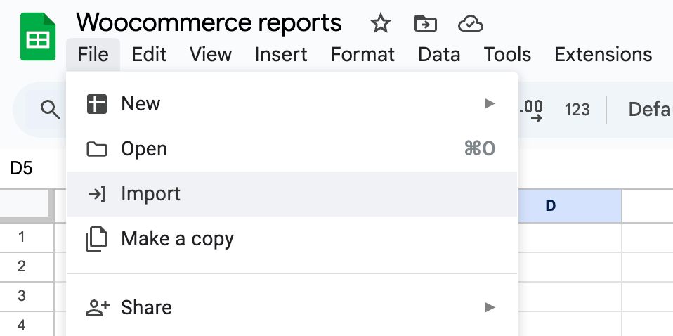12 import to gsheets