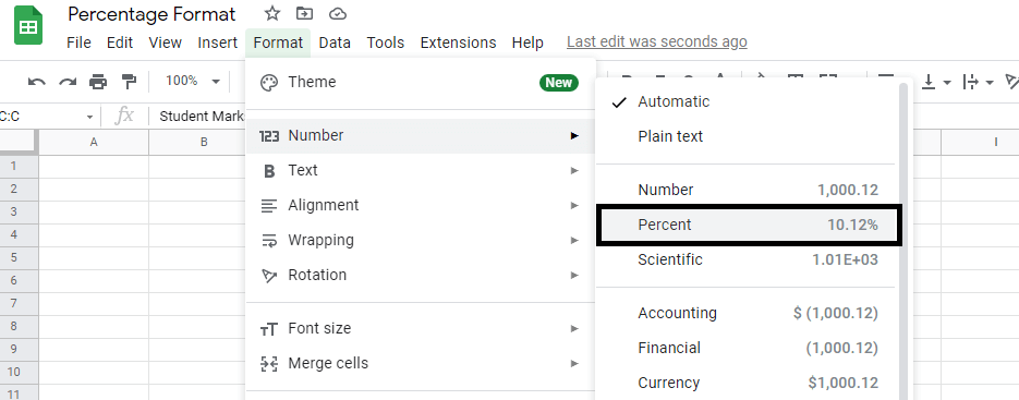 18 calculations google sheets format percent