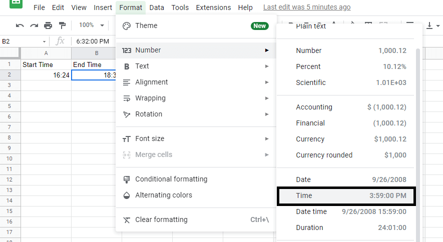 30 calculations google sheets format time