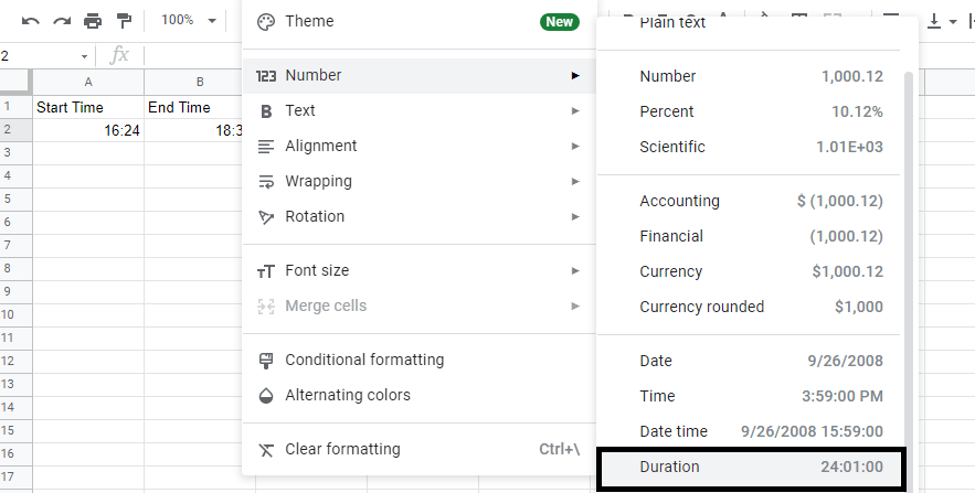 31 calculations google sheets duration