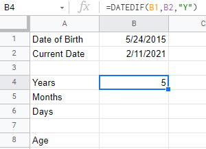 35 calculations google sheets datedif result