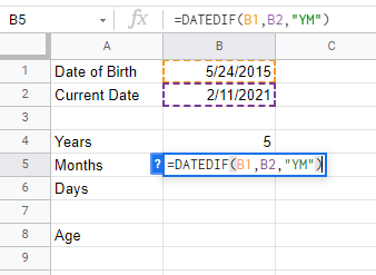 36 calculations google sheets months