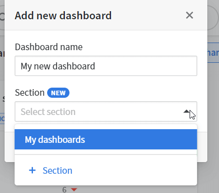 4 dashboard name and section