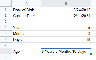40 calculations google sheets datedif