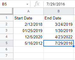 41 calculations google sheets end date
