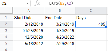 44 calculations google sheets days between dates