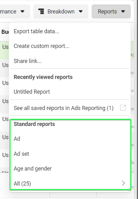 5 standard reports