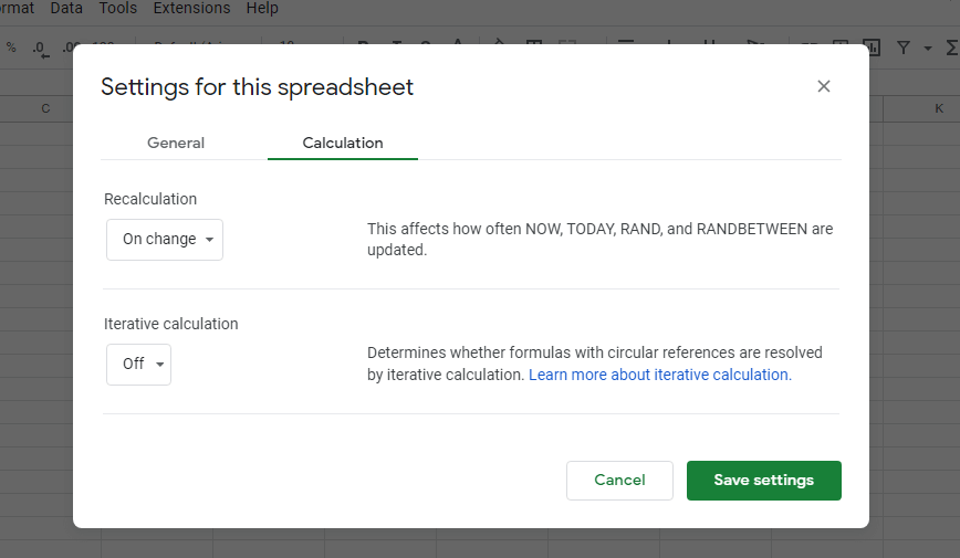 55 calculations google sheets iterative calculation
