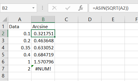 7 arcsine transform data in excel