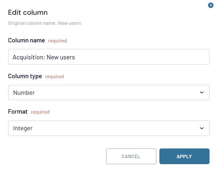 edit column format