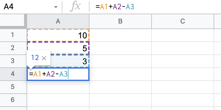google sheets simple calculation