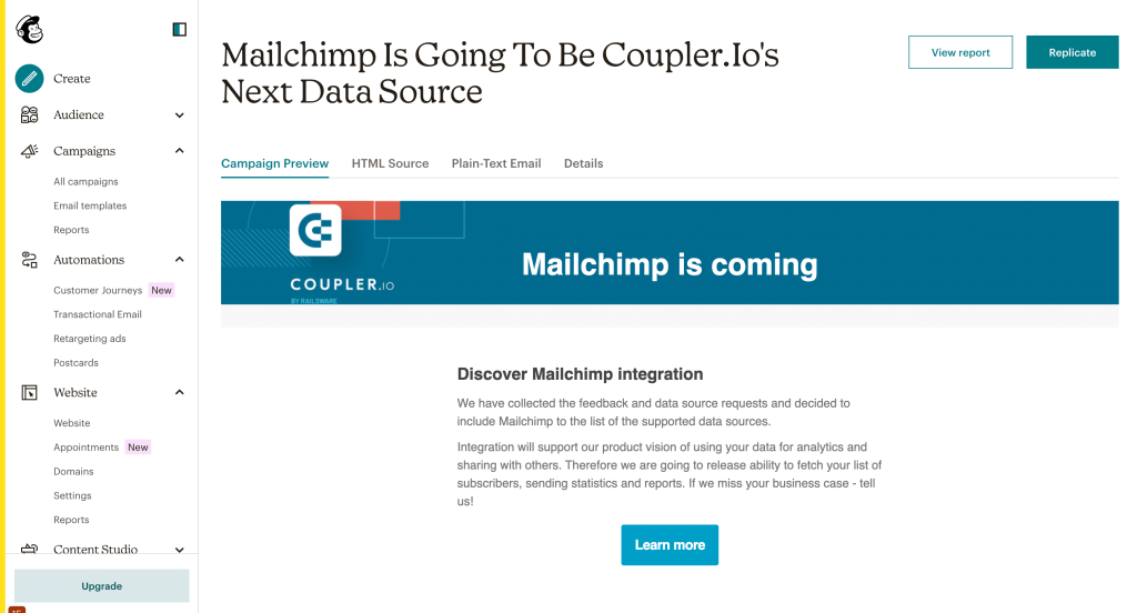 1. Regular Mailchimp campaign example 1