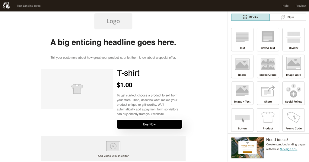 10. Mailchimp landing page example 1