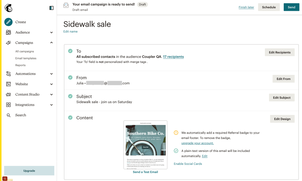 2. Regular Mailchimp campaign example 2 2
