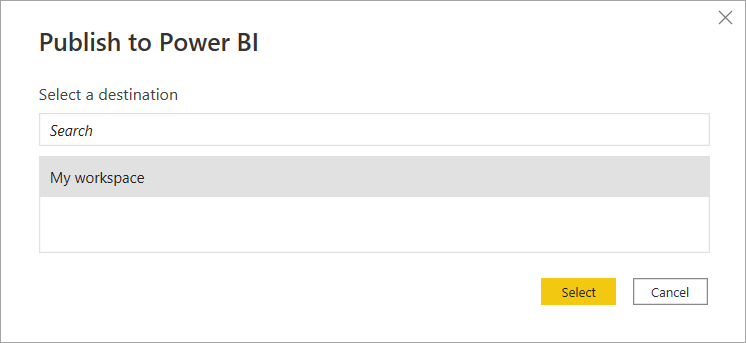 27 Publish to Power BI selecting a destination