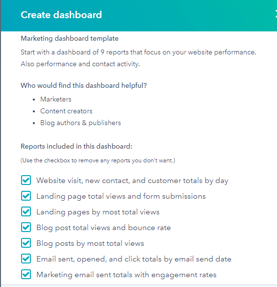 crear panel de control hubspot