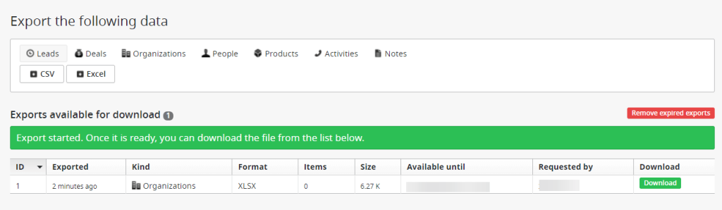 3 pipedrive export data file download