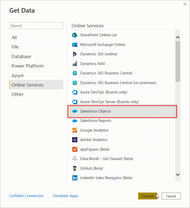 4 Power BI Salesforce Objects connector