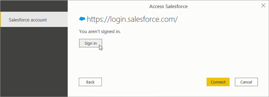 6 Power BI connect to Salesforce account
