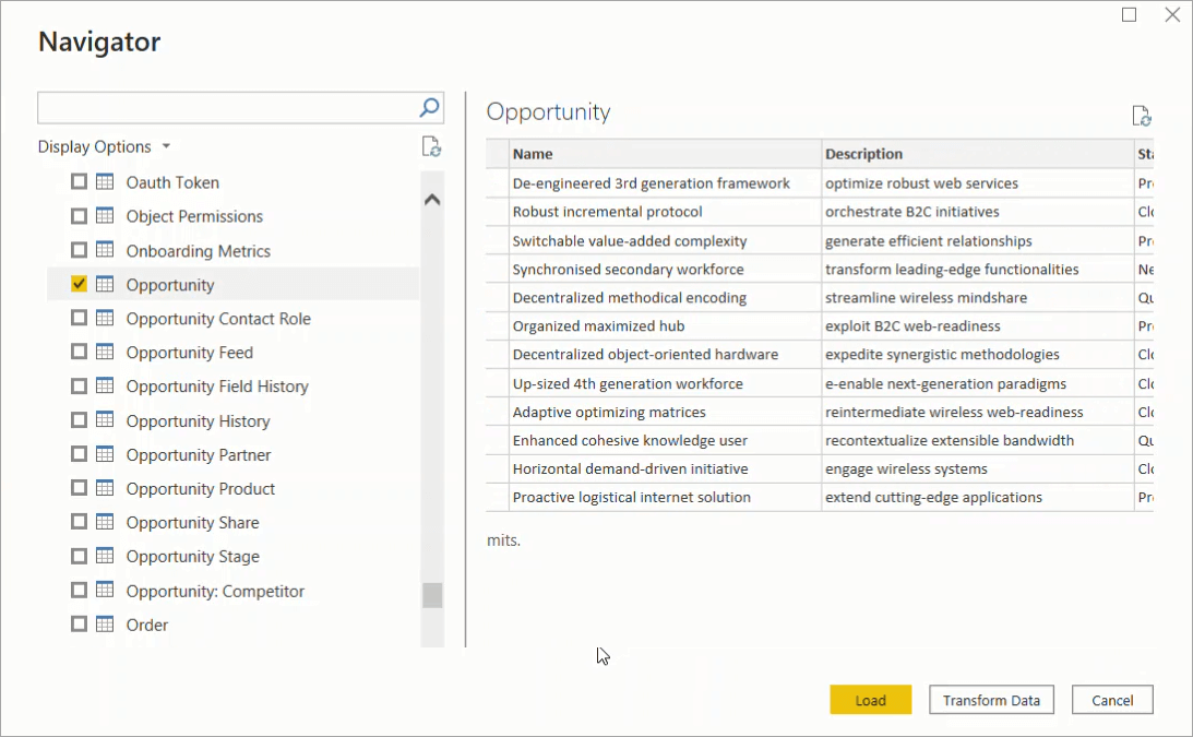 7 Power BI Navigator window