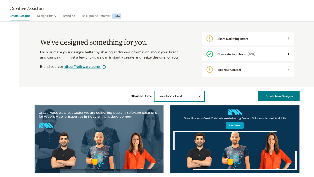9. Mailchimp Creative Assistant social media post example