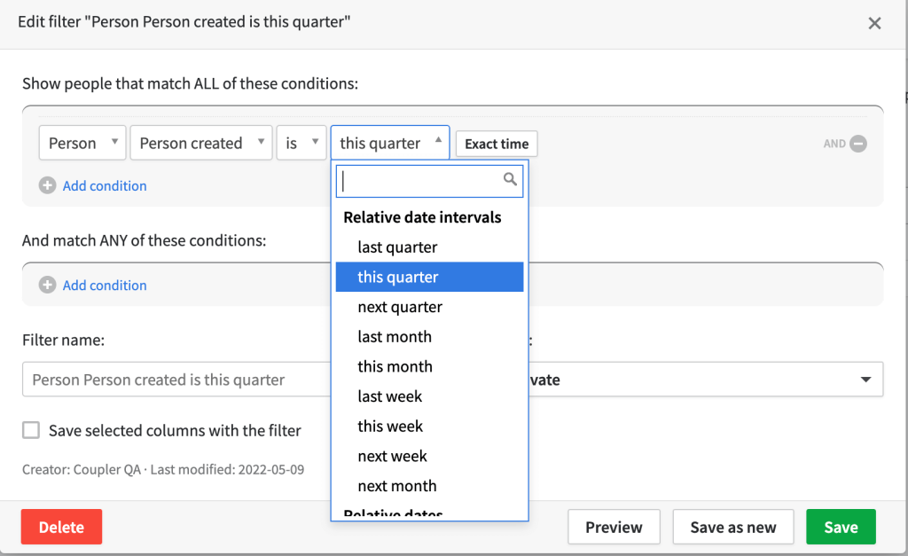 17. Pipedrive export contacts filter contacts