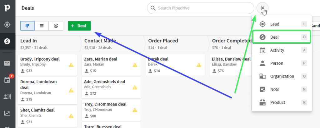2 create new pipedrive deal